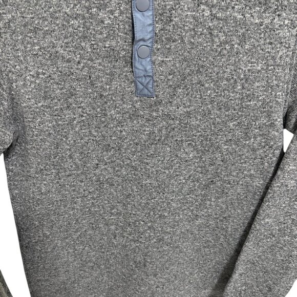 Swannies Sweater Mens Medium Gray Wolff Fleece 1/4 Snap Buttons Pullover Casual - Picture 4 of 6